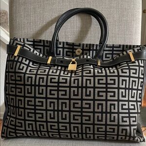 Givenchy Black and Gray Geometric Logo Tote with Gold Accents
